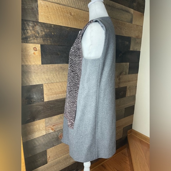 Lafayette 148 New York Gray Wool Blend Zip
Front Tamer Vest Faux Fur, Size M - Picture 2 of 12